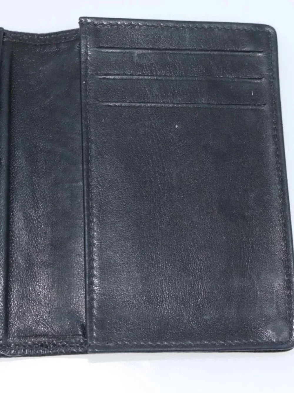 CHANEL Card Case Grained Calf Skin Black CC Auth 188321M